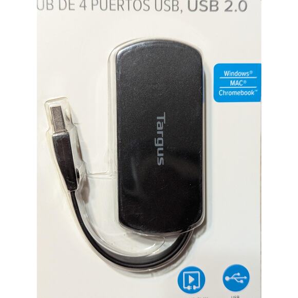 Targus USB 2.0 4-Port USB Hub High Speed Plug-and-Play Windows Mac Chromebook PC - Picture 4 of 8